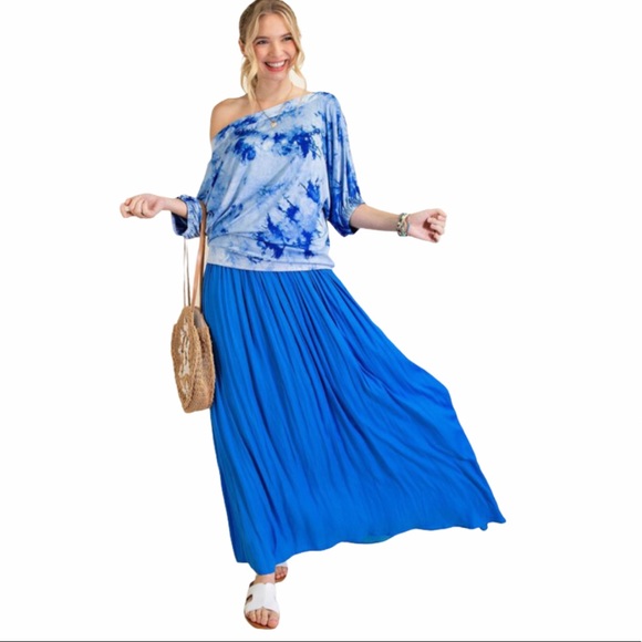 Bold bright blue boho maxi skirt - Picture 7 of 11